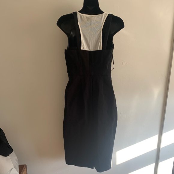 MARCIANO black bodycon midi Dress with white neckline - Picture 4 of 5